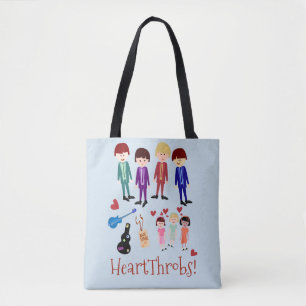 Heartthrobs Cute Retro Band Illustration Tote Bag