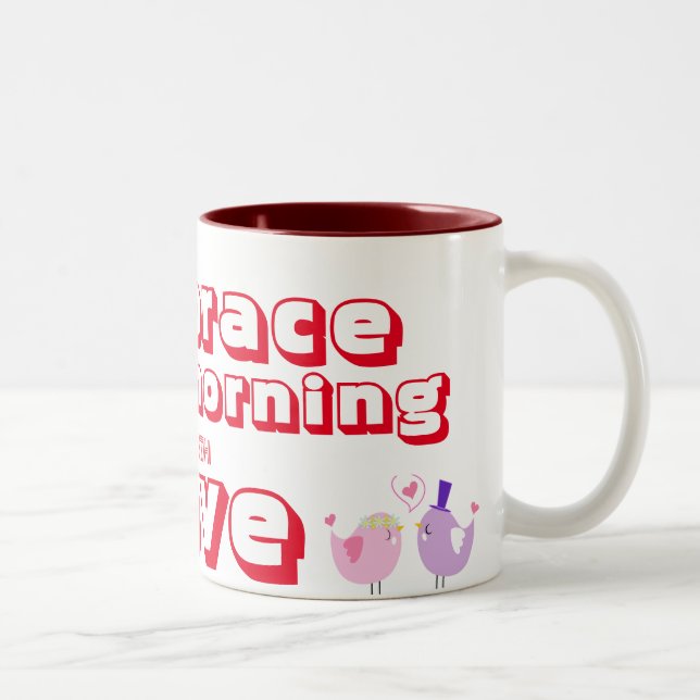 Heartwarming Birds Two-Tone Coffee Mug (Right)
