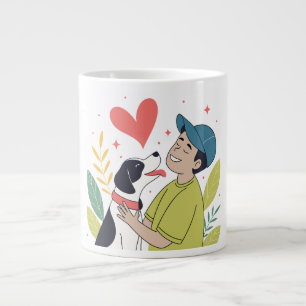 Heartwarming Boy Hugging Dog Mug