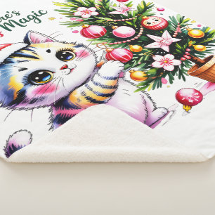 Heartwarming Christmas Cat - Cosy Winter Gift Sherpa Blanket