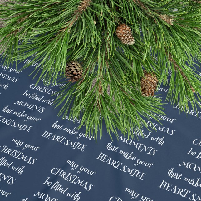 Heartwarming Christmas Quote Pattern White Navy  Brushed Polyester Tree Skirt (Close up view)
