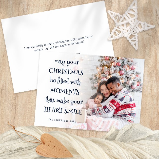 Heartwarming Christmas Quote Photo Overlay Holiday Card (Front and back view. Available printed or as a digital download)