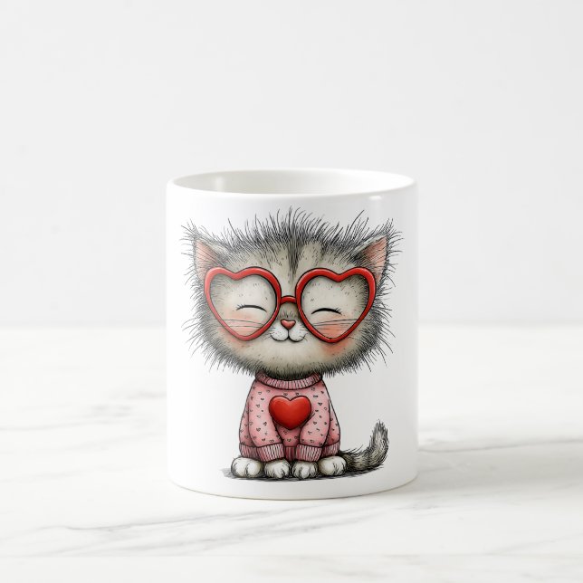 Heartwarming coffee mug with design of kitty  (Center)