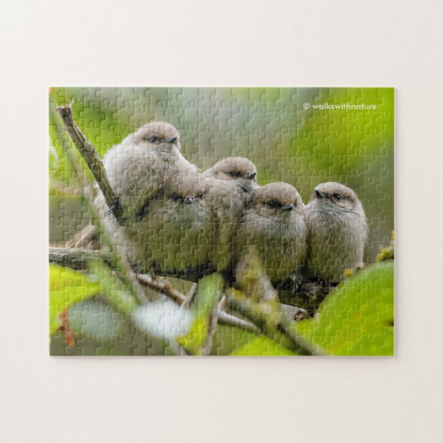 Heartwarming Cute Bushtits Songbirds Family Photo Jigsaw Puzzle (Horizontal)