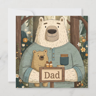Heartwarming Father's Day Illustration of Bears Holiday Card