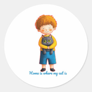  Heartwarming Feline Love Classic Round Sticker