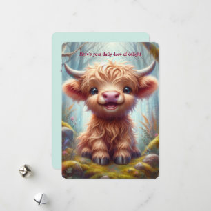Heartwarming Highland Calf Flat Greeting Card