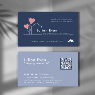 Heartwarming House Navy blue Caregiver Services Business Card