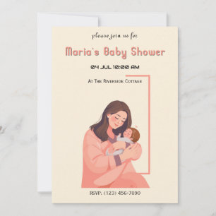 Heartwarming Mother and Baby Design Baby Shower Invitation