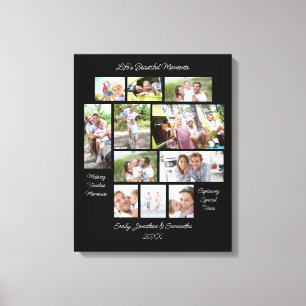 Heartwarming Quotes 11 Photo Collage Black Canvas Print