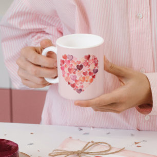Heartwarming Sip   Watercolor Hearts   Valentine  Coffee Mug
