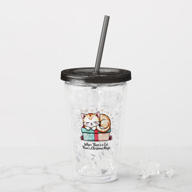  Heartwarming Sleeping Kitten - Cat Lover Gift Acrylic Tumbler (Back Ice)