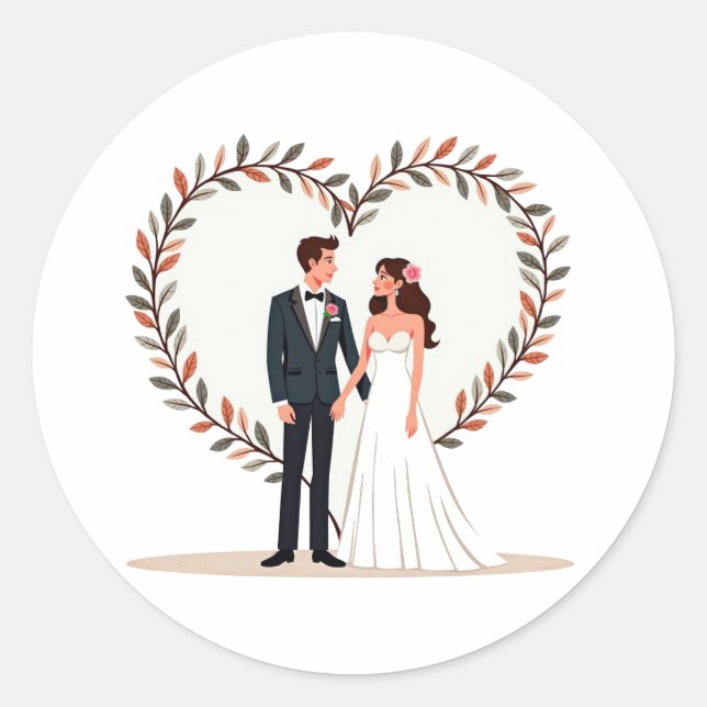 Heartwarming wedding couple sticker (Front)