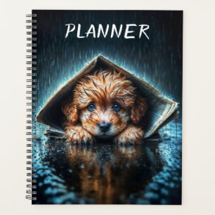 Heartwarming wet canine in stormy weather planner