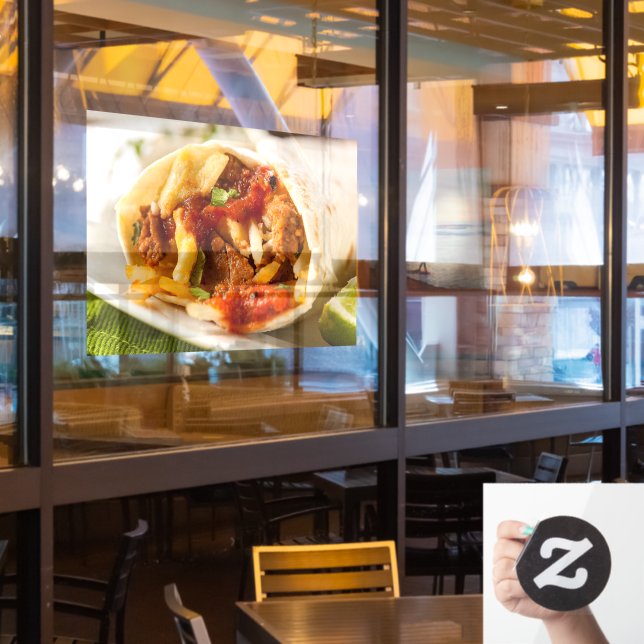 Hearty Chorizo Breakfast Burrito Mexican Food Pic (Restaurant Window)