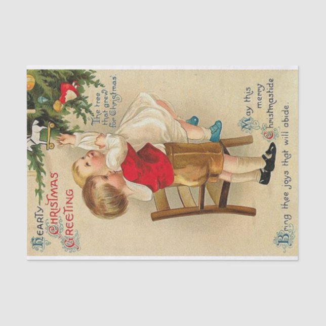 Hearty Christmas Greeting by Ellen Clapsaddle Tissue Paper (Front)