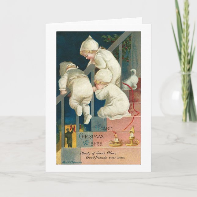 Hearty Christmas Wishes Kid's Peeking Card (Front)