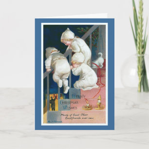 "Hearty Christmas Wishes" Vintage Holiday Card