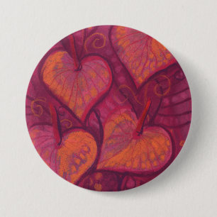 Hearty Flowers, floral hearts, pink, red & orange 7.5 Cm Round Badge