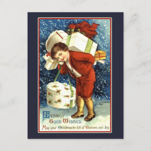 Hearty Good Wishes Vintage Christmas Card