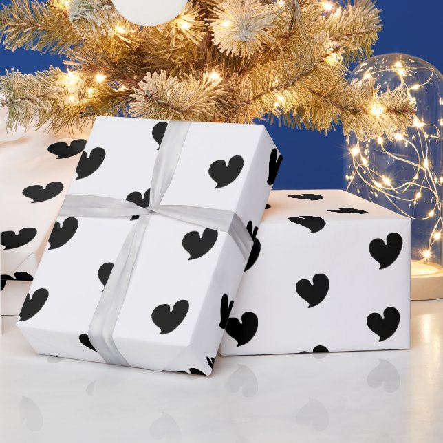 Hearty Hearts - Black and White - Wrapping Paper (Holidays)