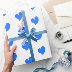 Hearty Hearts - Blue and White - Wrapping Paper