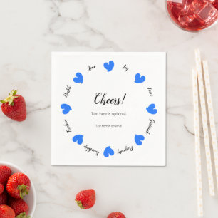 Hearty Hearts Blue - Custom Text Center Napkin