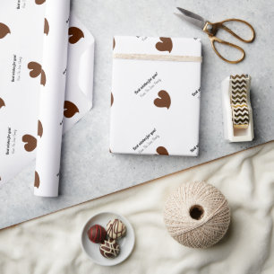 Hearty Hearts Dark Brown and White Custom Text- Wrapping Paper
