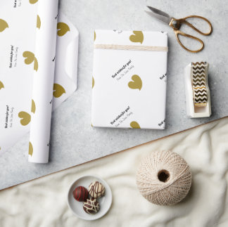 Hearty Hearts Gold and White Custom Text - Wrapping Paper