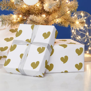 Hearty Hearts - Gold and White - Wrapping Paper