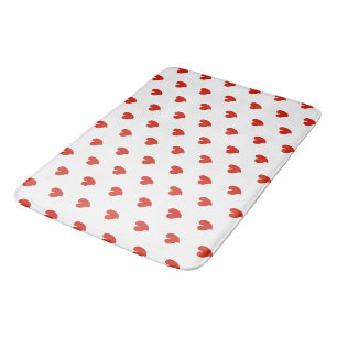 Hearty Hearts - Red and White - Bath Mat