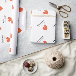 Hearty Hearts Sunset Orange and White Custom Text- Wrapping Paper