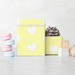 Hearty Hearts - White and Light Yellow - Wrapping Paper