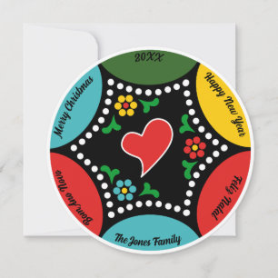 Hearty Portuguese Christmas Greetings round card