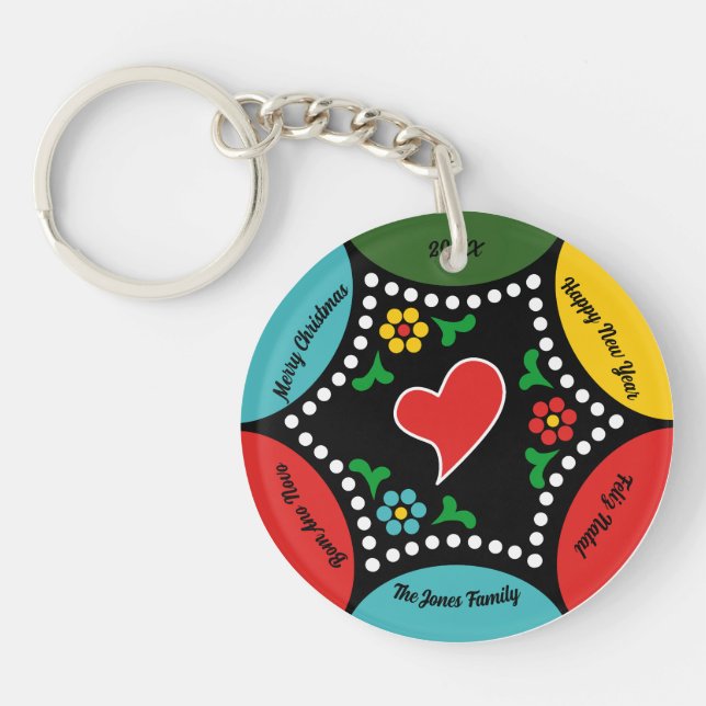 Hearty Portuguese Christmas Key Ring (Front)