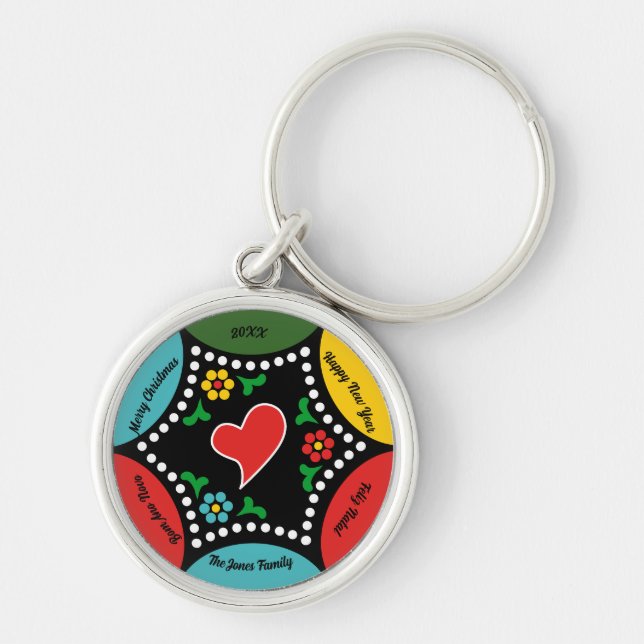 Hearty Portuguese Christmas Party and Gifts Key Ring (Front)
