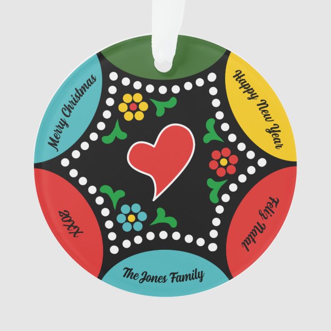 Hearty Portuguese Christmas Party and Gifts Ornament (Front)