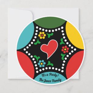 Hearty Portuguese Christmas Party round invitation