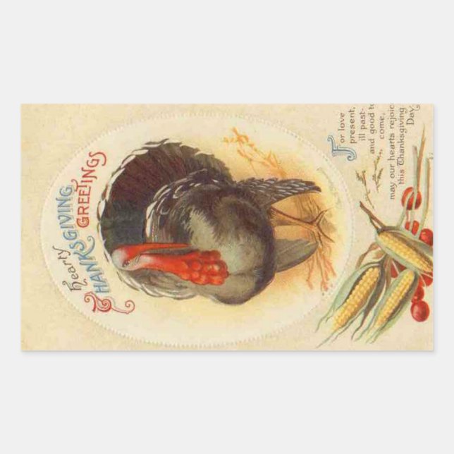 Hearty Thanksgiving Greetings Vintage Sticker (Front)