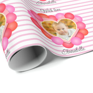 Hearty Valentine Photo Frame Wrapping Paper