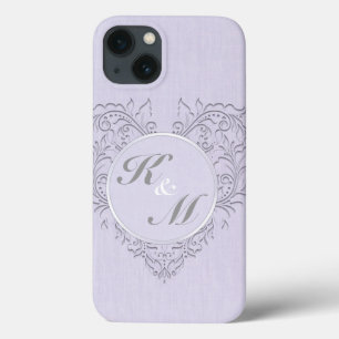 HeartyChic Lavender linen Damask heart iPhone 13 Case