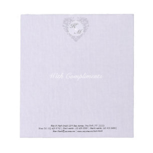 HeartyChic Lavender linen Damask heart Notepad