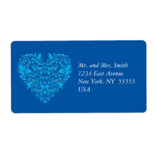 HeartyParty Cobalt Blue And Turquoise Damask Heart