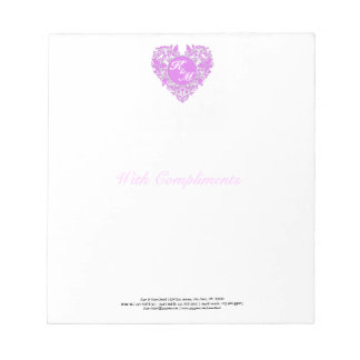 HeartyParty Pink And White Damask Heart Notepad