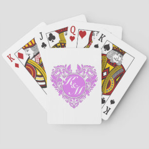 HeartyParty Pink And White Damask Heart Playing Cards