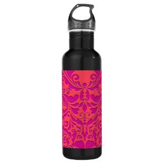 HeartyParty Raspberry and Magenta Damask Heart 710 Ml Water Bottle