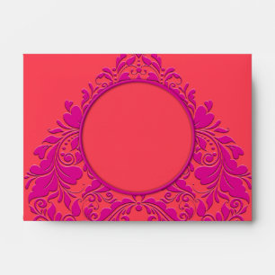 HeartyParty Raspberry and Magenta Damask Heart Envelopes