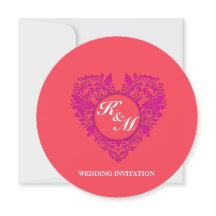 HeartyParty Raspberry and Magenta Damask Heart