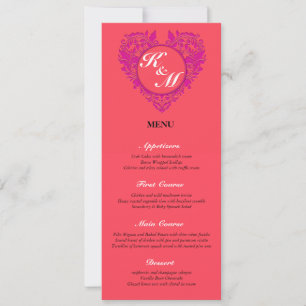 HeartyParty Raspberry and Magenta Damask Heart Invitation