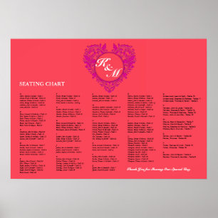 HeartyParty Raspberry and Magenta Damask Heart Poster